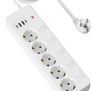 DAIYO DE386-3M, 5 Way Socket Strip / Individual Switch