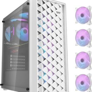DARKFLASH DF-DK351-WH DarkFlash DK351 TG White (with 4 ARGB Fans)