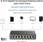 D-LINK DGS-1008P D-Link 8-port UTP PoE 10/100/1000Mbps (PoE port count/Average PoE watts per port: 4 (Port 1 - 4) / 1