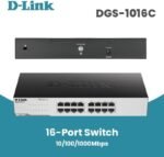 D-LINK DGS-1016C D-Link 16-port 10/100/1000Mbps Unmanaged Gigabit Switch (Metal, Rackmountable)