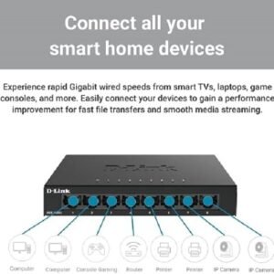 D-LINK DGS-108GL - 8 Port Gigabit Metal Unmanaged Desktop Switch