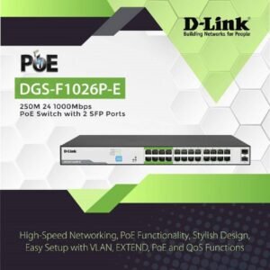 D-Link DGS-F1026P-E 250M 24-Port Gigabit PoE Switch + 2 SFP Ports (250W)
