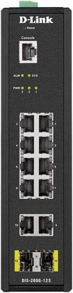 D-Link DIS-200G-12SW 10 x 10/100/1000Base-T + 2 x 100/1000Mbps SFP DIN-Rail Gigabit Smart Managed Industrial Switch