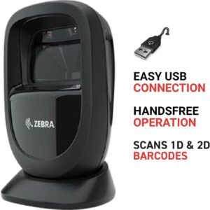 ZEBRA DS9308-SR4U2100AZW Zebra DS9308 Desktop Barcode Scanner Kit - Cable Connectivity - Midnight Black - 1D, 2D - Standard R