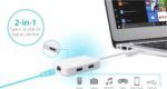 EDIMAX EU-4308 Edimax USB-C USB Hub with 3X USB 3.0 Ports and Gigabit Ethernet LAN Adapter, USB to RJ45 1000Mbps Ne