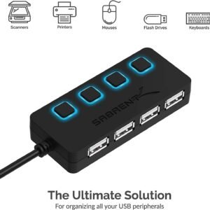 SABRENT HB-UMLS SABRENT HB-UMLS 4-PORT USB2.0 HUB WITH POWER SWITCHES