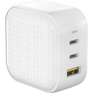 HYERJUICE ‎HJ265-WHITE HyperJuice GaN 66W USB C Charger, 3-Ports USB-C Power Adapter with PD3.0 QC3.0 Foldable Plug 65W Type-C