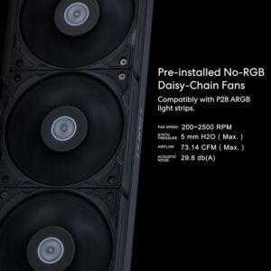 LIAN LI HSLCD36SB Lian Li HydroShift LCD AIO Black 360S 360mm 2.88″ LCD Screen with 480×480 Resolution LL-3024