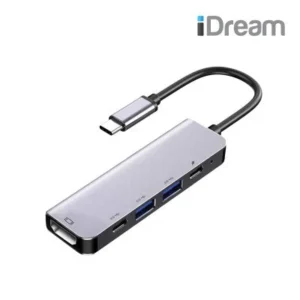 IDREAM ID5CHU2CR iDream 5 in 1 USB C to HDMI Multiport Adaptor 5 in 1 ( HDMI / 2 X USB 3.0 / SD & TF ) Support DP 1.2
