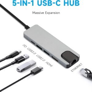 IDREAM IDUC5PD iDream USB 5 Port Hub USB 5 Port Hub USB A x 3 / USB C X 2 Support Data File Trasfer Power Delivery