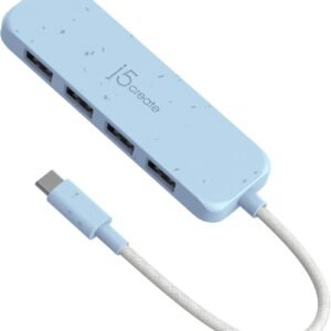 J5CREATE JCH341EC USB-C 4 Ports Type A Gen 2 Hub (Cyan)