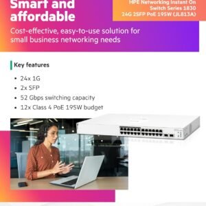 ARUBA JL813A Aruba Instant On 1830 24G 12p CL4 PoE 2SFP 195W Switch   **Only 12 ports is POE