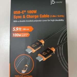 J5CREATE JUCX25L18 J5CREATE USB-C 100W SYNC & CHARGE CABLE; 1.8M
