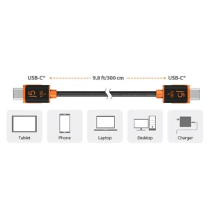 J5CREATE JUCX25L30 J5CREATE USB-C 100W SYNC & CHARGE CABLE; 3.0M