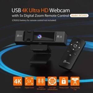 J5 CREATE JVCU435 J5 CREATE 4K ULTRA HD WEBCAM WITH 5X DIGITAL ZOOM REMOTE CONTROL