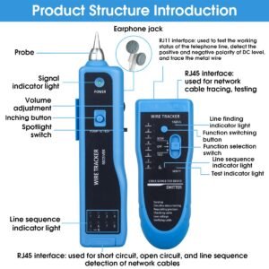 KEDIDUMEI KBT001951 kebidumei RJ11 RJ45 Cat5 Cat6 Telephone Wire Tracker Tracer Toner