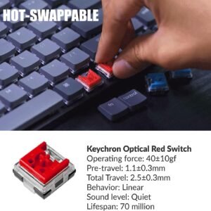 KEYCHRON KEYCHRON-K3-E1-V2 Keychron K3 Version 2 Hot Swap Low Profile Optical Red Switch
