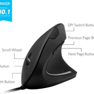 ANKER 848061000000 Anker Optical Wired Vertical Mouse, Black, 98ANWVM-BA