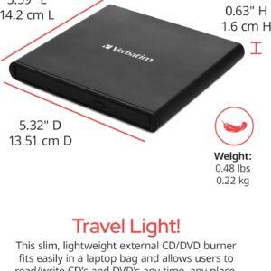 VERBATIM 98938 Verbatim External Slimline Mobile CD DVD Writer P/N: 98938