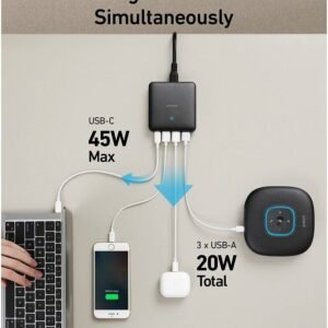 ANKER A2046212 Anker Powerport Atom III 65W Slim 2 USB C + 2 USB Black
