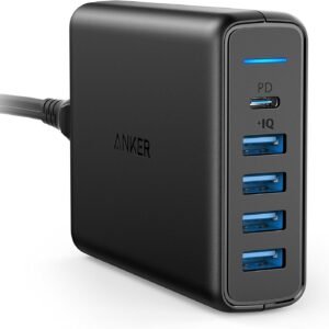 ANKER A2056K11 ANKER POWERPORT I WITH 1 USB C POWER DELIVERY & 4 PowerIQ SG PLUG BLACK
