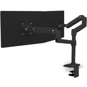 Ergotron 45-492-224 LX Dual Stacking Arm, No Grommet Mount, Matte Black.
