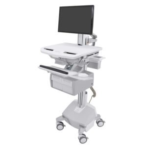 Ergotron SV44-13C2-5 StyleView Cart with LCD Pivot, LiFe Powered, Tall Double Drawer, CHN