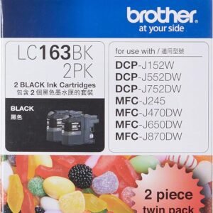 BROTHER LC-163BK2PK Twin Black Cartridge 600pages