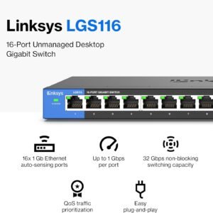 LINKSYS LGS116-AP 16 Ports Business Desktop Gigabit