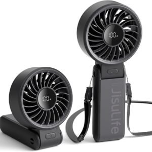 JISULIFE LIFE7-3600-BLACK JISULIFE Handheld Fan Powerful Portable Fan with LED Display