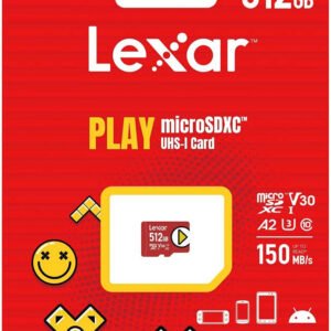 LEXAR LMSPLAY512G-BNNNG Lexar PLAY 512GB microSDXC UHS-I-Card, Up To 150MB/s Read, Compatible-with Nintendo-Switch, Portable Gaming Devices, Smartphones and Tablets