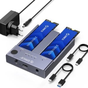 ORICO M2P2-C3-C-BP Orico Dual-Bay NVME Docking Station with clone - Material: Aluminum Alloy, Color: Gray