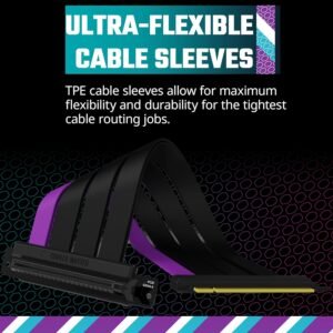 COOLER MASTER MCA-U000C-KPCI40-300 Cooler Master MASTERACCESSORY Riser Cable PCIe 4.0 x16-300mm, PCIe 4.0 Compatible, EMI Shielded 30 AWG, Protective ABS Casing for Graphics Card