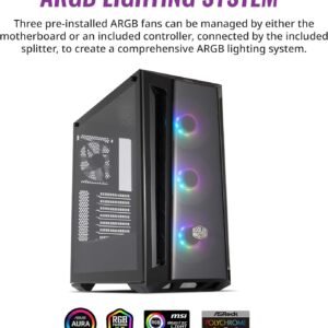 COOLER MASTER MCB-B520-KGNN-RGA COOLER MASTER MASTERBOX MB520 ARGB ATX CASE WITH T.G