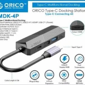 ORICO MDK-4P-BK-BP Orico 4 In 1 Multifunctional Docking Station 1) Product material: ABS 2) Input:Type-C 3) Output: HDM
