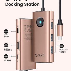 ORICO MDK-6P-BK-BP Orico 6 In 1 Multifunctional Docking Station 1) Product material: ABS 2) Input: Type-C 3) Output: HD
