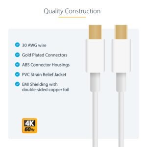 STARTECH MDPMM1MW Startech 1 m White Mini DisplayPort Cable - M/M