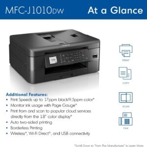 BROTHER MFC-J1010DW Brother A4 INKJET Print, Scan, Copy, PC Fax, Sending & Receiving (mono & Window only) Up to 17ipm
