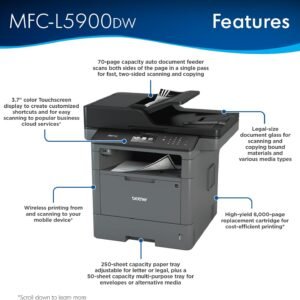 BROTHER MFC-L5900DW Brother MONO LASER Print/Scan/Copy/Fax/PC FaxA4 Standard tray up 250 sheets, muliti-pupose tray 50 s