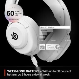 SteelSeries 61674 Arctis Nova 5P Wireless Gaming Headset for PlayStation (White)
