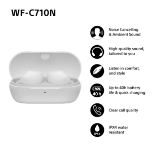 Sony WF-C710N Truly Wireless Noise-Canceling Earbuds (White)