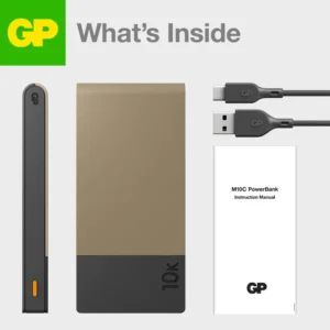 GP Batteries GPACCM10C002 M2+ PowerBank 10,000mAh (Cream)