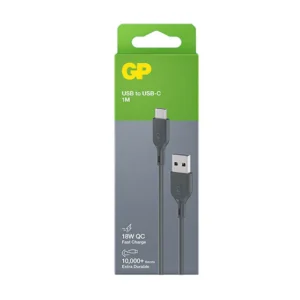 GP Batteries GPACECC1N000 Charge & Sync Cable 1M USB-A to USB-C (18W QC)