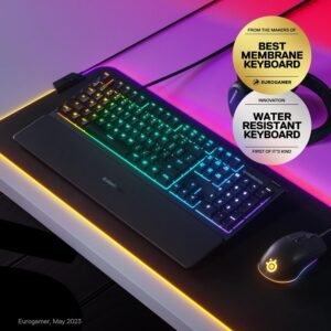 SteelSeries 64795 Apex 3 RGB Gaming Keyboard – US + Magnetic Wrist Rest