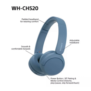Sony WH-CH520 Wireless On-Ear Headphones (Blue)