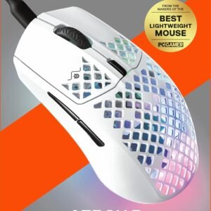 SteelSeries 62603 Aerox 3 Wired Ultra Lightweight Gaming Mouse – Snow (White)