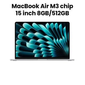 Apple MRYQ3ZP/A 15-inch MacBook Air: Apple M3 chip with 8-core CPU and 10-core GPU, 8GB, 512GB SSD - Silver