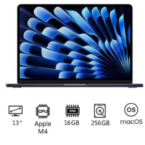 Apple MW1L3ZP/A MacBook Air 15-inch (M4, 2025) – 16GB unified memory, 256GB SSD, Midnight