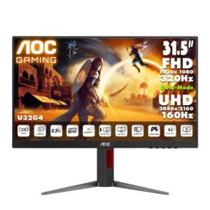 AOC PHI-U32G4 AOC MONITOR 31.5" U32G4 FAST IPS Dual Reso UHD 4K@160HZ & FHD@320HZ LED GAMING HDMI2.1x2 DP 1.4 HAS PIVOT SWIVEL VESA
