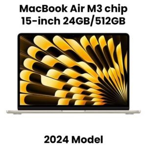 Apple MC9K4ZP/A 15-inch MacBook Air: Apple M3 chip with 8-core CPU and 10-core GPU, 24GB, 512GB SSD - Starlight